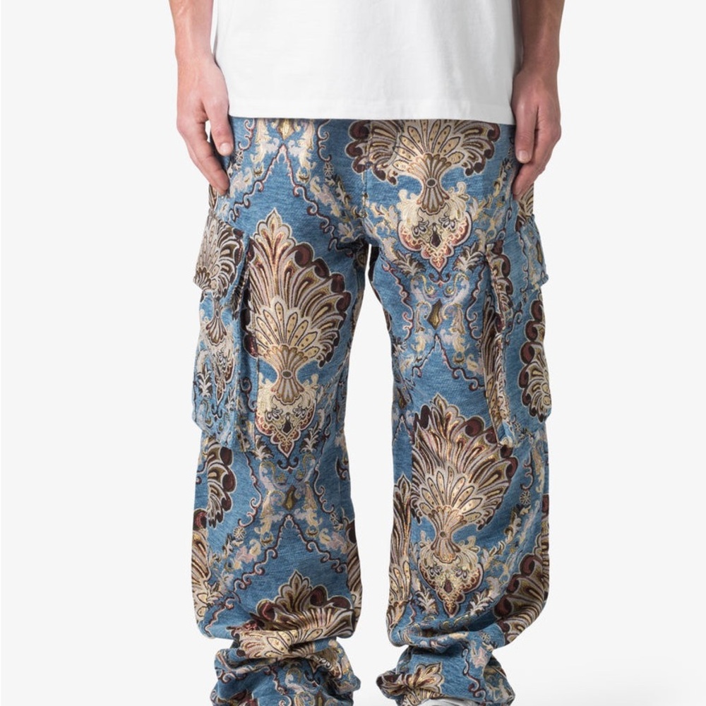 ULTRA BAGGY JACQUARD FLORAL CARGO PANTS